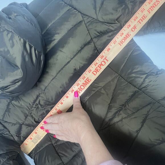 Steve Madden Womens Jacket Medium Glacier Quilted Puffer Olive Faux Fur Hooded - Picture 6 of 10